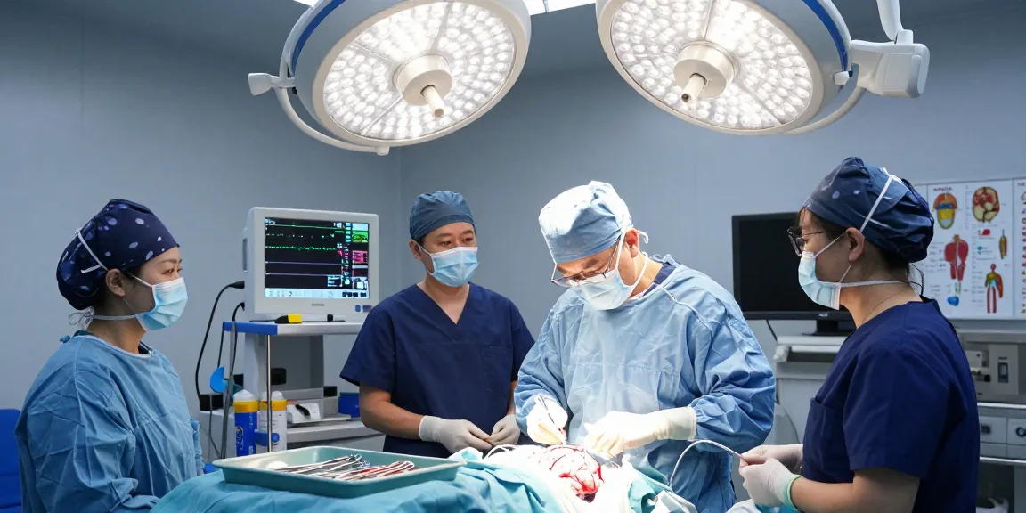 Beyin ameliyatı being performed by a skilled surgeon in a modern operating room, showcasing advanced surgical equipment and a dedicated medical team.