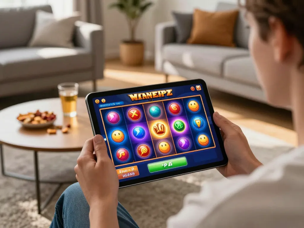 Experience thrilling online slots with oli4d on a tablet in a cozy home environment