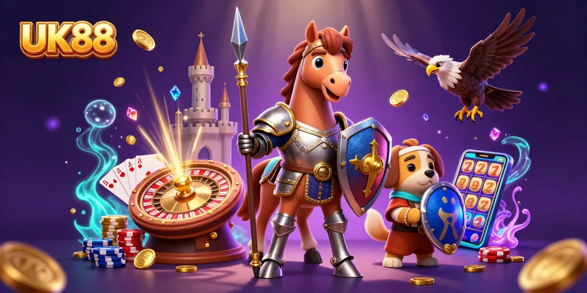UK88 engages players with a dynamic 3D medieval scene filled with casino excitement.