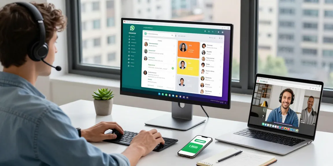 Active workspace featuring WhatsApp電腦版 on desktop for seamless messaging and connectivity.