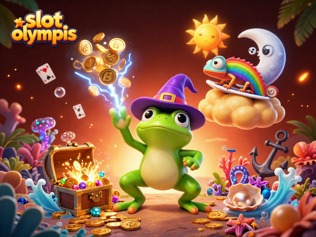 Experience winning with slot olympus as golden coins rain down in this vibrant casino scene.