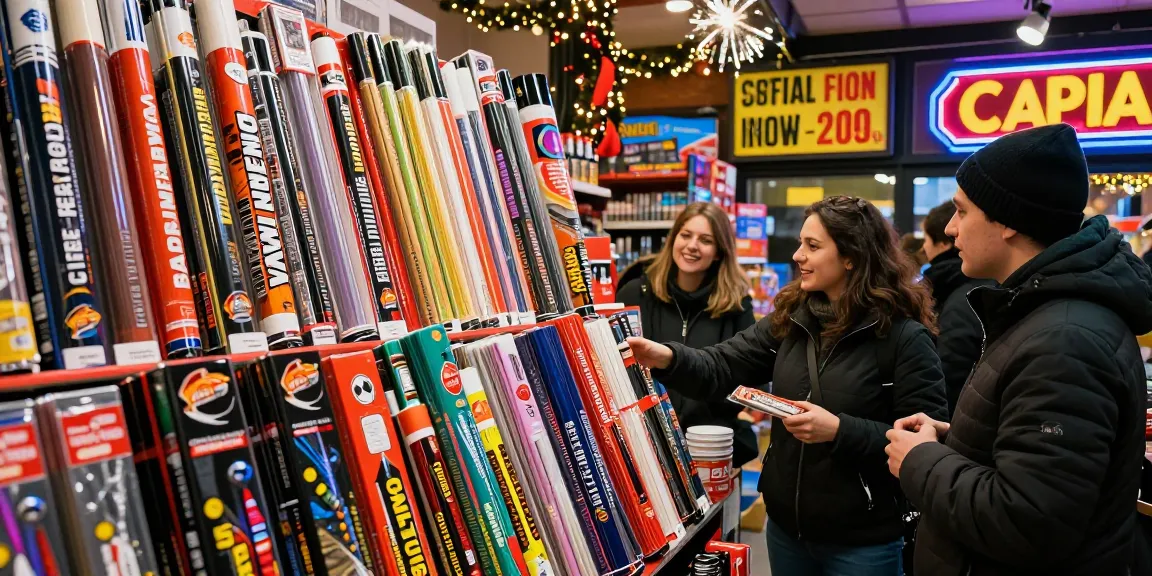 Buy fireworks Manchester in a vibrant firework shop filled with festive displays, showcasing top deals and customer engagement.