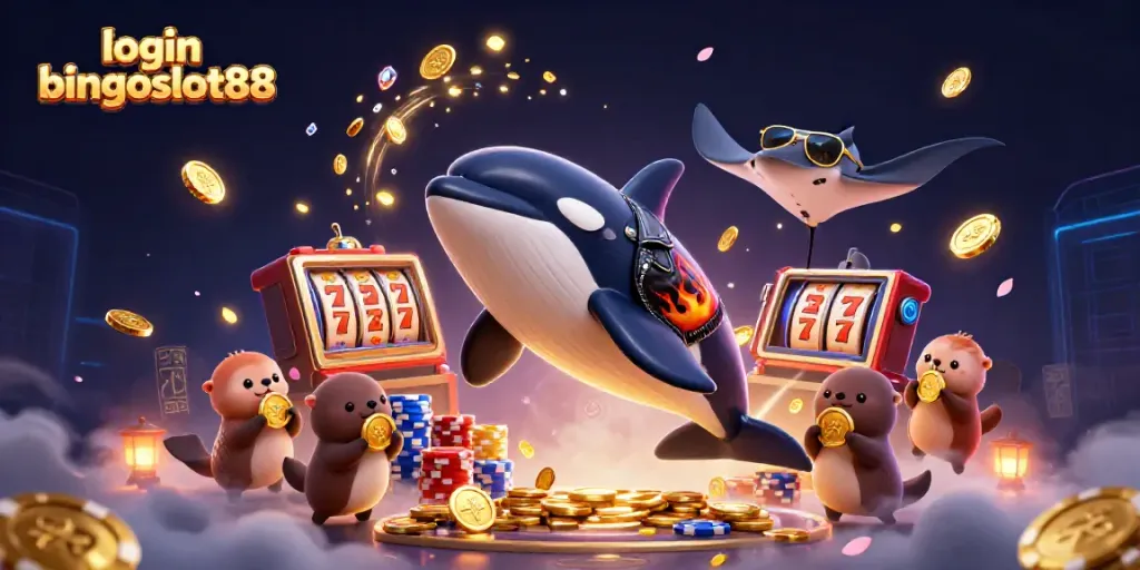 Login bingoslot88, ramaikan keseruan permainan slot dengan karakter laut yang ceria dalam ilustrasi 3D.