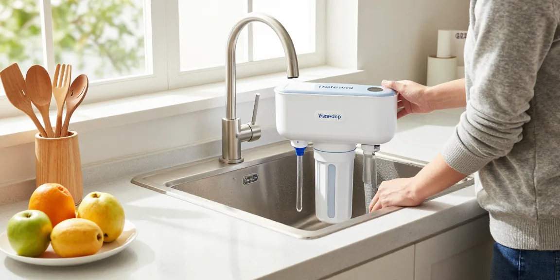 Waterdrop AP117 Whole House Water Filter installation in a modern kitchen highlighting water quality and home health.