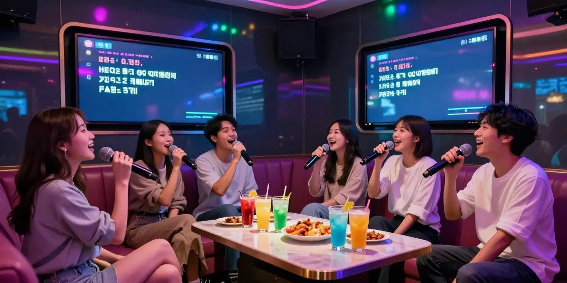 강남 달토에서 친구들과 함께 노래 부르는 즐거운 장면