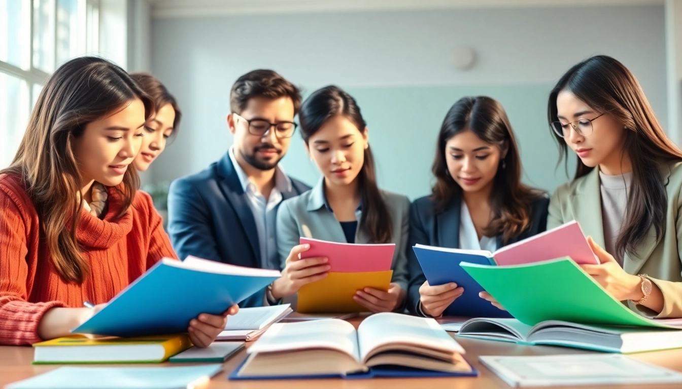 Engaged toefl test takers for hire collaborating in a vibrant study environment.