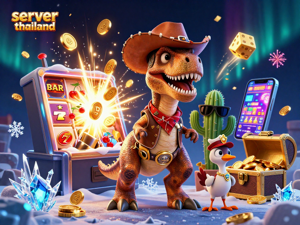 Engage in thrilling play with server thailand showcasing lively characters and vibrant casino elements.