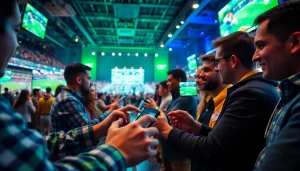 Engaging scene of bettors enjoying the best sportsbooks in Brazil in a vibrant atmosphere.