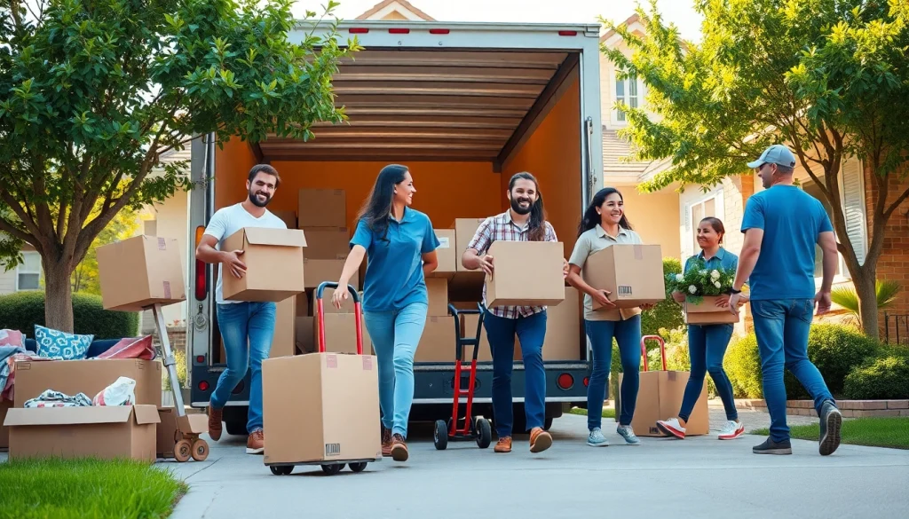 Efficient team executing Toronto moving services, expertly handling furniture under bright sunlight.