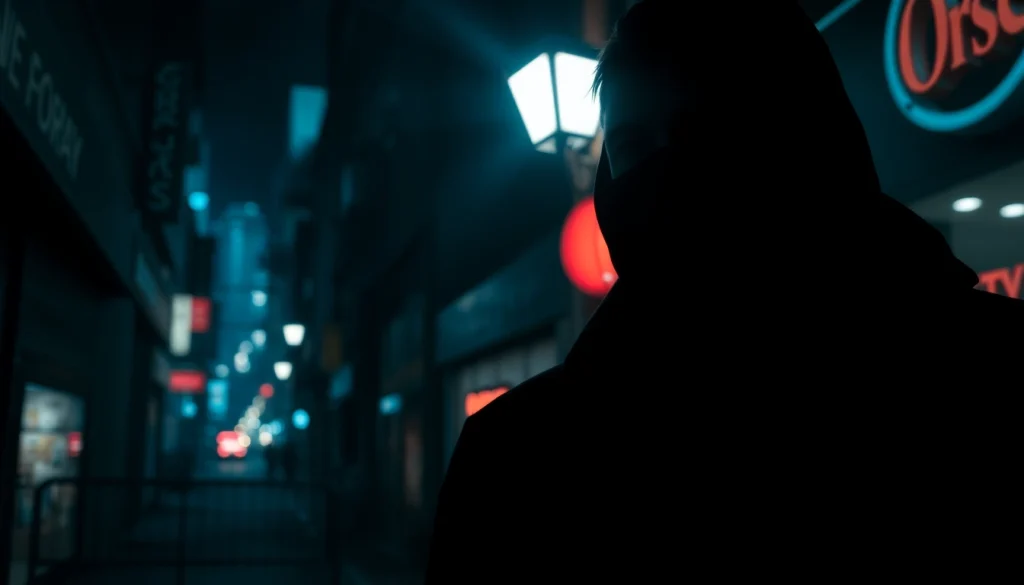 Engaging visual of a fast-paced thriller scene with a mysterious figure in a dark alley.