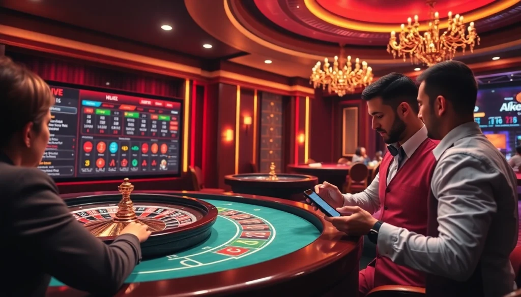 Displaying the ink vao 12bet logo alongside an exciting casino interface featuring roulette and poker elements.
