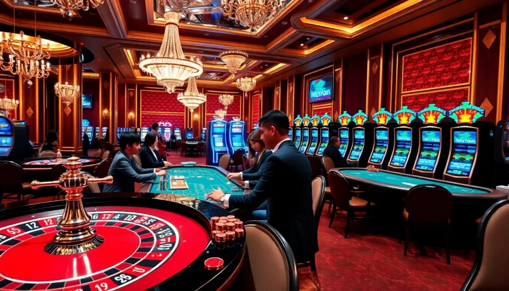 Experience the excitement of online gambling at https://s8glx.com with a luxurious casino scene.