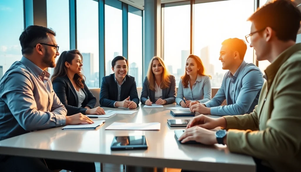 Engaging discussion among leaders showcases founder leadership insights in a vibrant office.