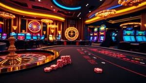 s88vip gamblers engage at vibrant casino tables with roulette wheels and poker chips