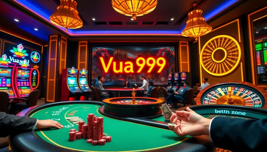 Engage in thrilling action at trang cá cược vua99 with vibrant casino visuals and exciting gambling elements.